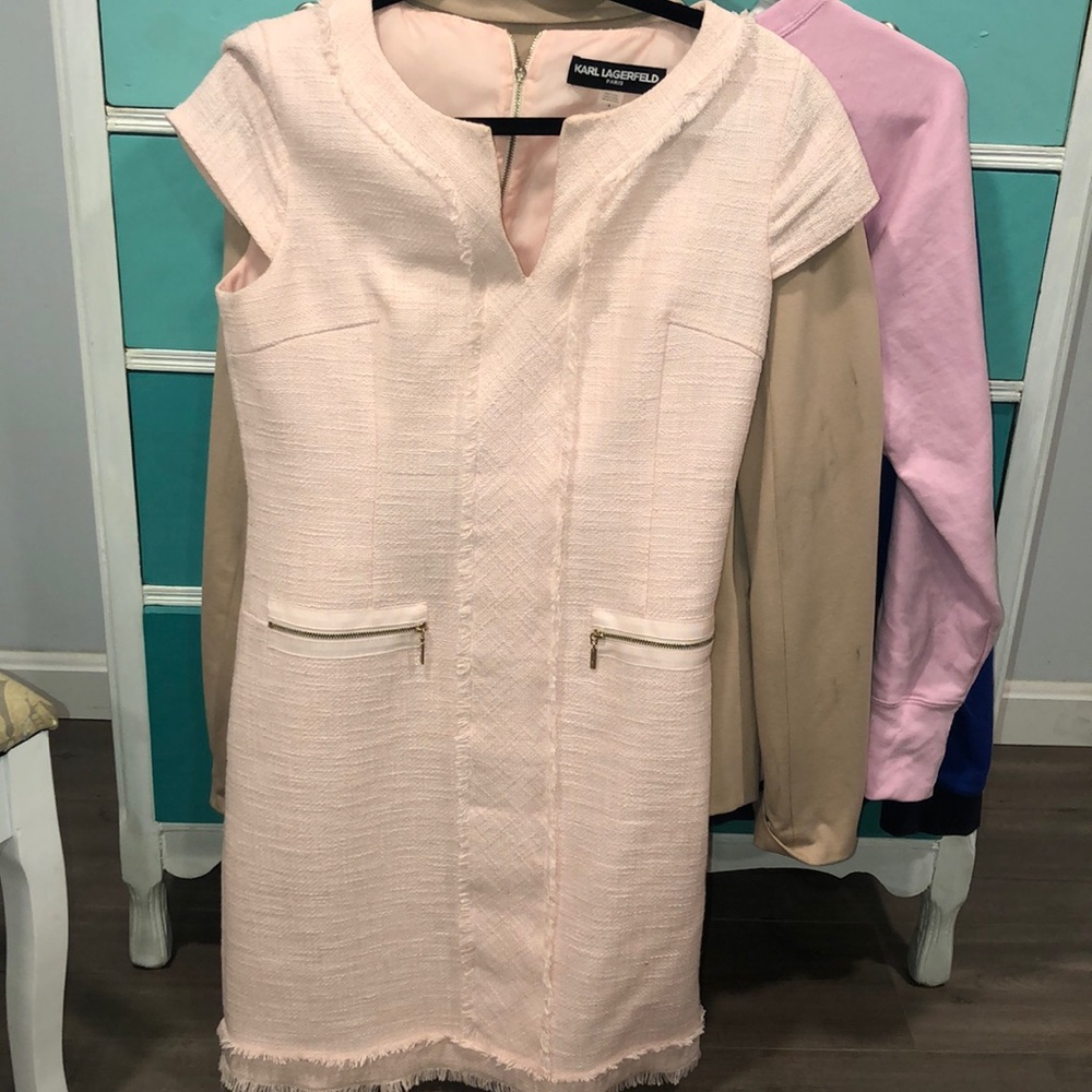 Blush pink Karl Lagerfeld frayed dress